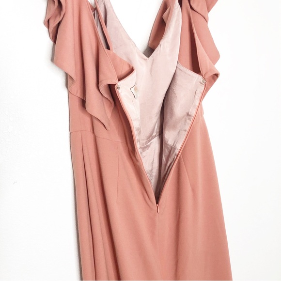 Christian Siriano Clay Ruffle Gown Ruffle Sleeve Maxi Dress Pink Crepe Size 12 - Picture 9 of 16